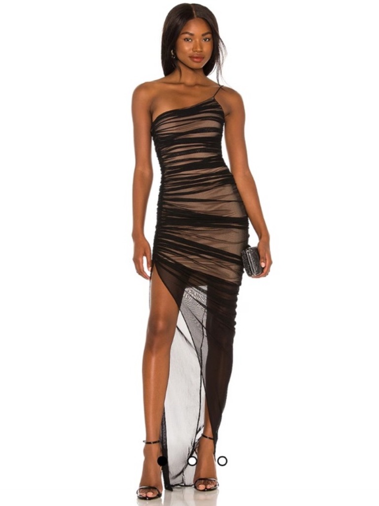 Nwt Nookie Mecca Sheer Ruched Gown In Black, Xs